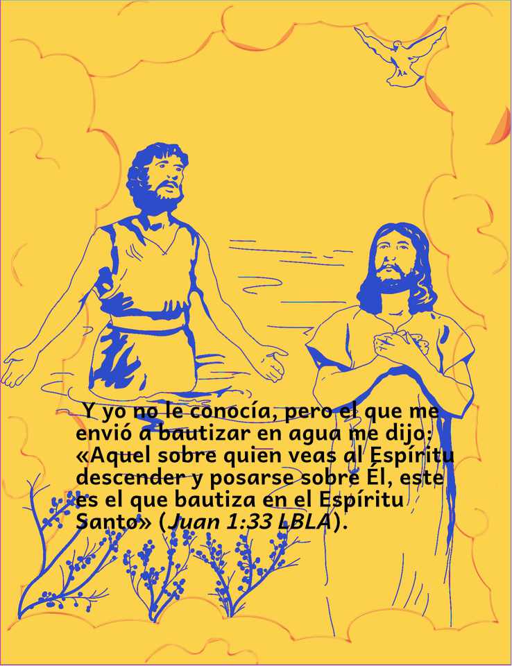 Jesús es bautizado por Juan el Bautista y el Espíritu Santo desciende sobre Él.